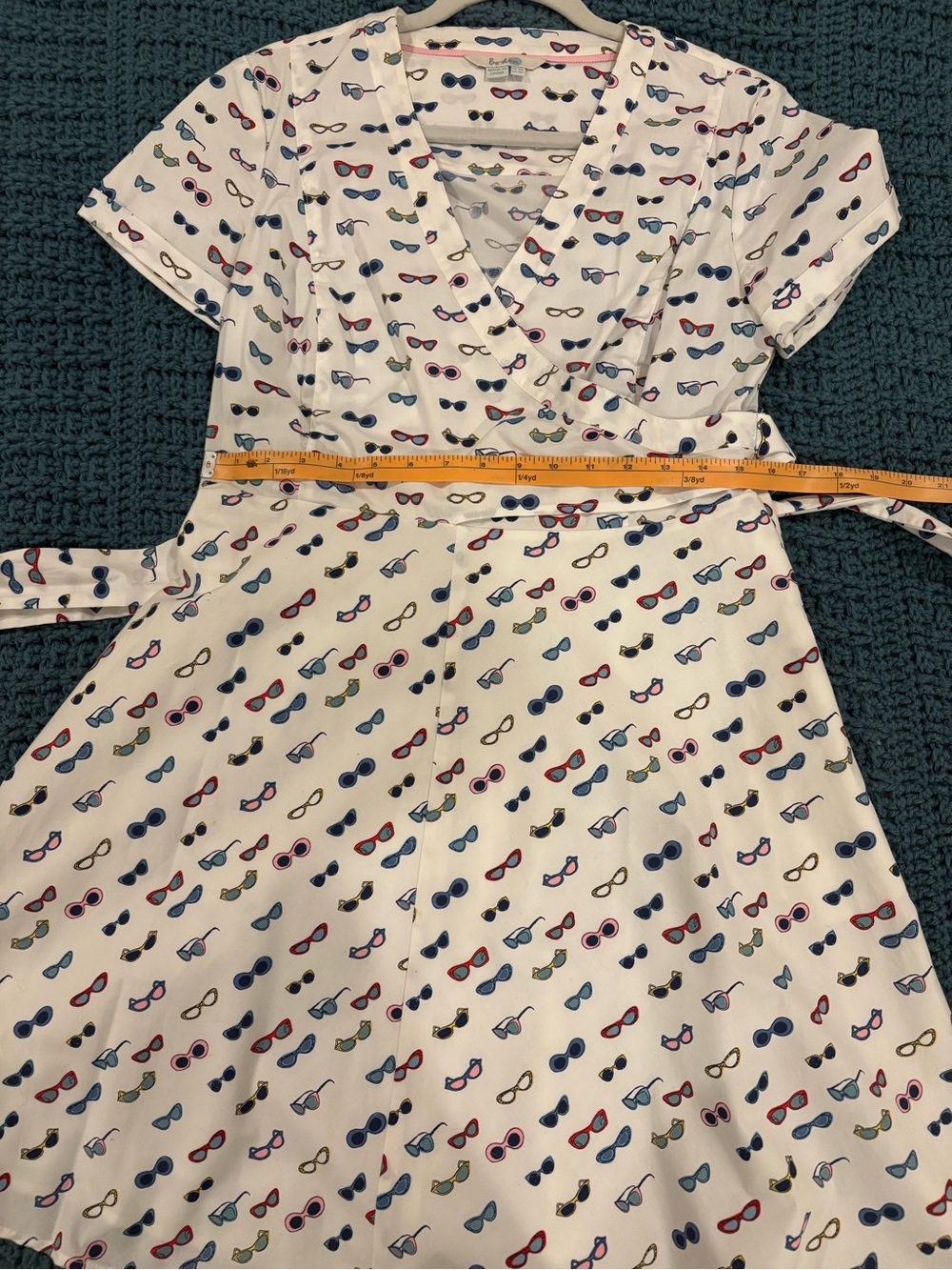 Boden Retro Sunglass Print Lara Wrap Dress Size US10P UK14P Used - Picture 9 of 9